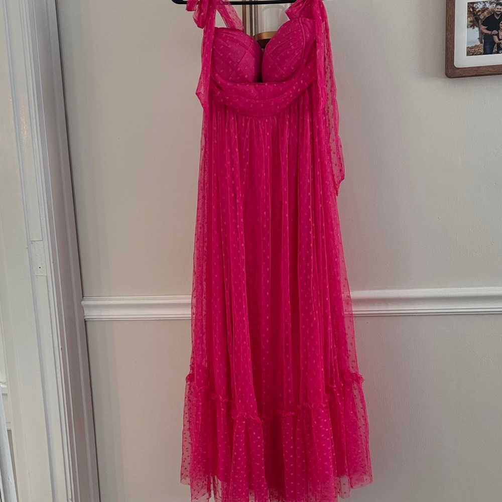 Vibrant Pink Polka Dot Dress